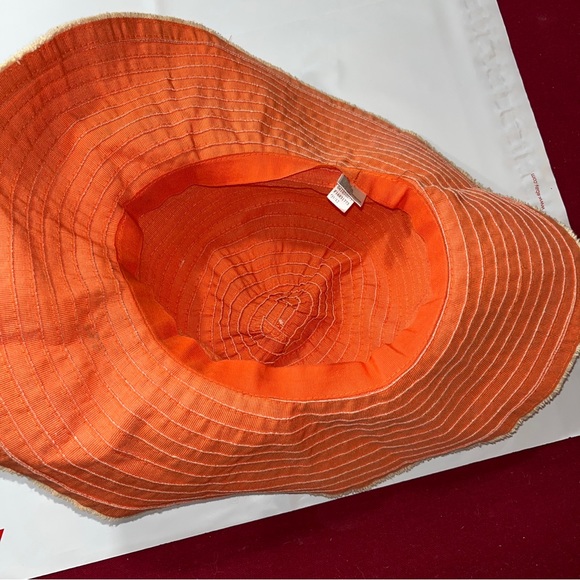 Peach Beige Striped Beach Hat Straw Floppy Resort Hat Wide Brim Textured Stripes - Picture 14 of 14